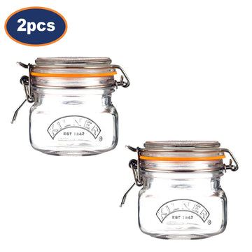 2Pcs Kilner 250ml Square Clip Top Glass Storage Jars