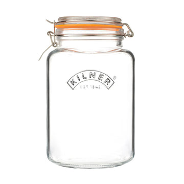 6Pcs Kilner 3L Square Clip Top Glass Storage Jars