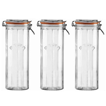 3Pcs Kilner 2.2L Cliptop Glass Storage Jars