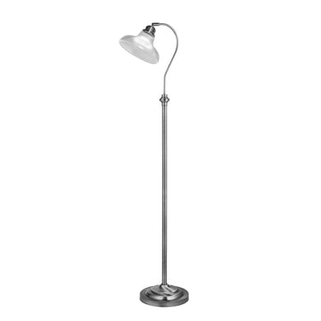 Searchlight Bistro III Floor Lamp Satin Silver Halophane Glass