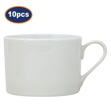 10Pcs 225ml White Ceramic Straight Coffee Cups