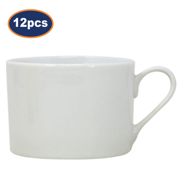 12Pcs 225ml White Ceramic Straight Coffee Cups