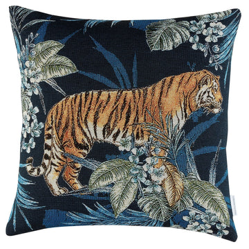 Catherine Lansfield Tiger Tropicana Cushion Cover - Navy