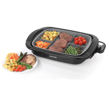 Salter 5 In 1 Multi Portion Non Stick Grill With Marble Effect