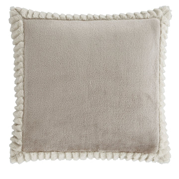 Catherine Lansfield Velvet & Faux Fur Filled Cushion 55x55cm - Natural