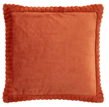 Catherine Lansfield Velvet & Faux Fur Filled Cushion 55x55cm - Orange