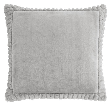 Catherine Lansfield Velvet & Faux Fur Filled Cushion 55x55cm - Silver Grey