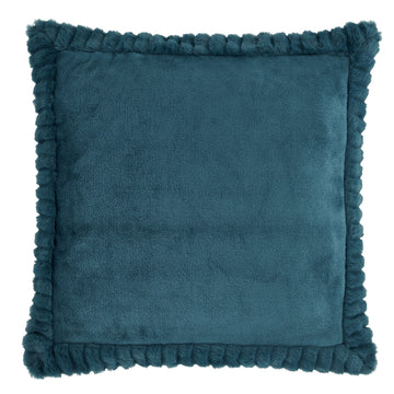 Catherine Lansfield Velvet & Faux Fur Filled Cushion 55x55cm - Teal