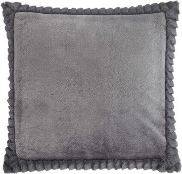 Catherine Lansfield Velvet & Faux Fur Cushion Cover 55x55cm - Charcoal
