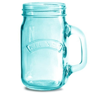 Blue Kilner Mason Jar with Handle 400ml Cocktail Glass