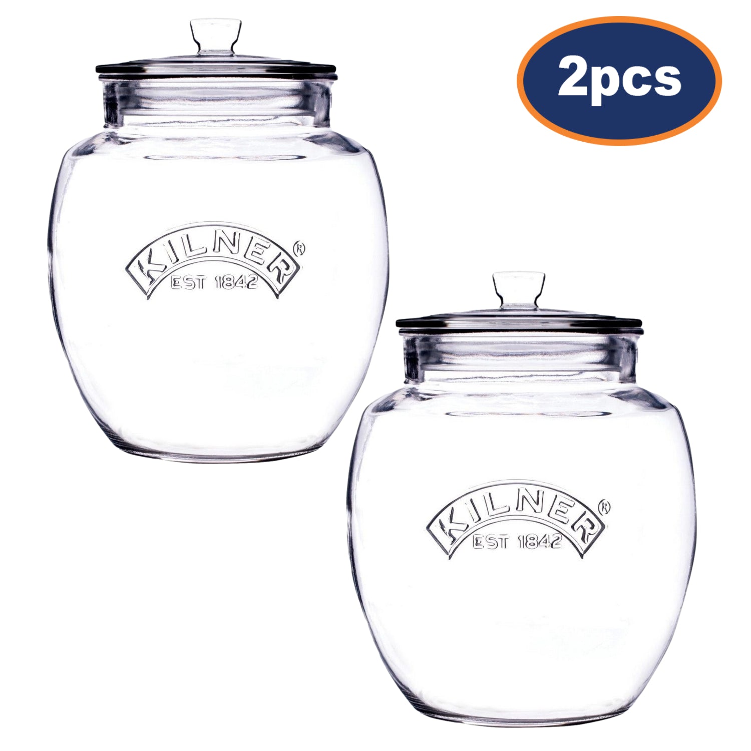 2Pcs Kilner 2L Glass Lid Airtight Storage Jars