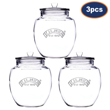 3Pcs Kilner 2L Glass Lid Airtight Storage Jars
