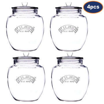 4Pcs Kilner 2L Glass Lid Airtight Storage Jars