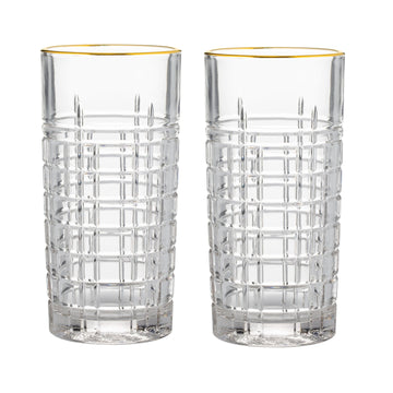 360ML Regency Gold Set Of 2 Hiball Drink Juice Water Glasses