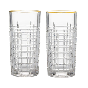 360ML Regency Gold Set Of 2 Hiball Drink Juice Water Glasses