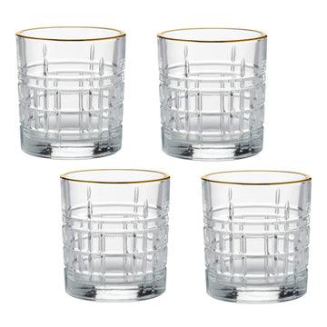 4pcs 320ML Regency Gold Mixer Glasses With Gold Brims