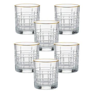 6pcs 320ML Regency Gold Mixer Glasses With Gold Brims