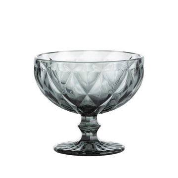 6pcs Gemstone Charcoal Grey Recycled Glass Dessert Bowl