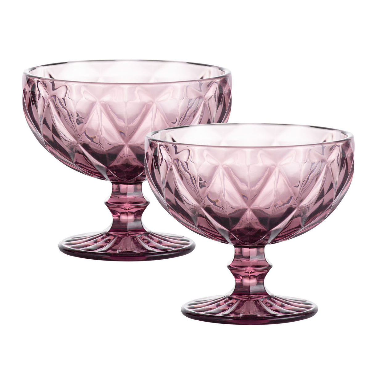 2pcs Gemstone Amethyst Recycled Glass Dessert Bowl