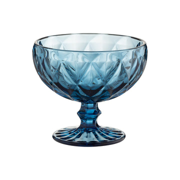 3Pcs Blue Sundae Serving Glass Footed Bowl