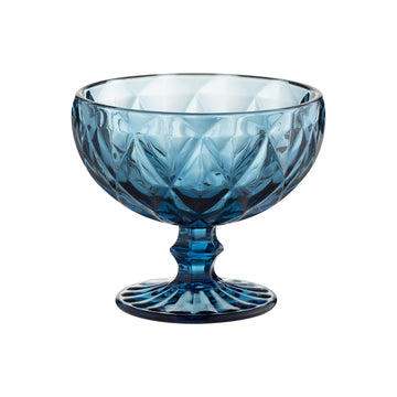 2Pcs Blue Sundae Serving Glass Footed Bowl