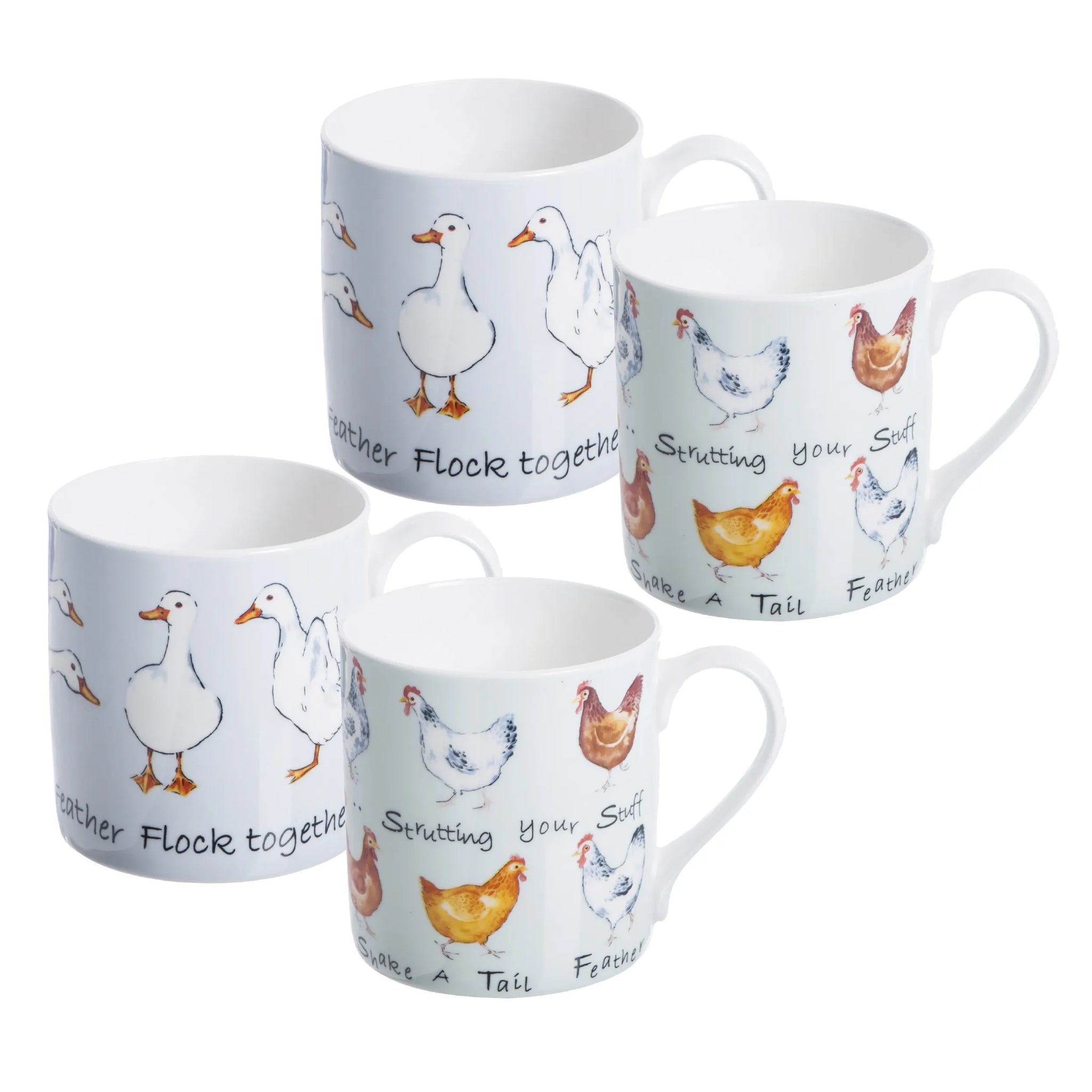 4Pcs 370ml Assorted Farmhouse Chic Mugs