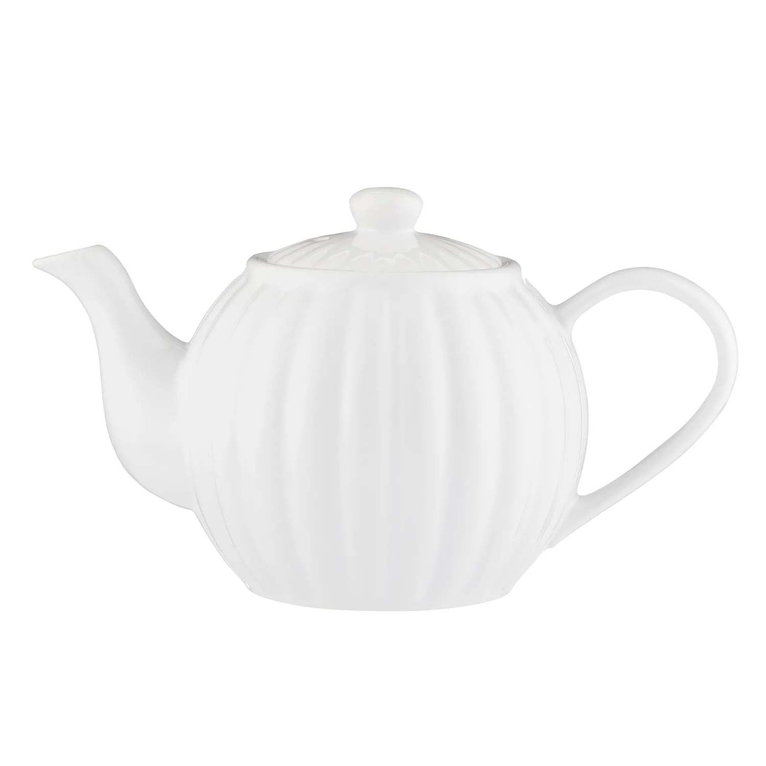 Price & Kensington 1.1L White Stoneware Fluted Teapot