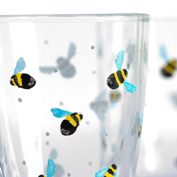 4pcs Sweet Bee Print Decorated Glass Mugs