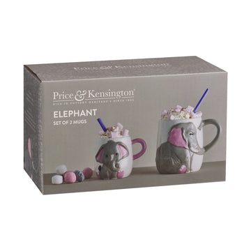 Set of 2 Small & Large Elephant Tea Coffee Mug