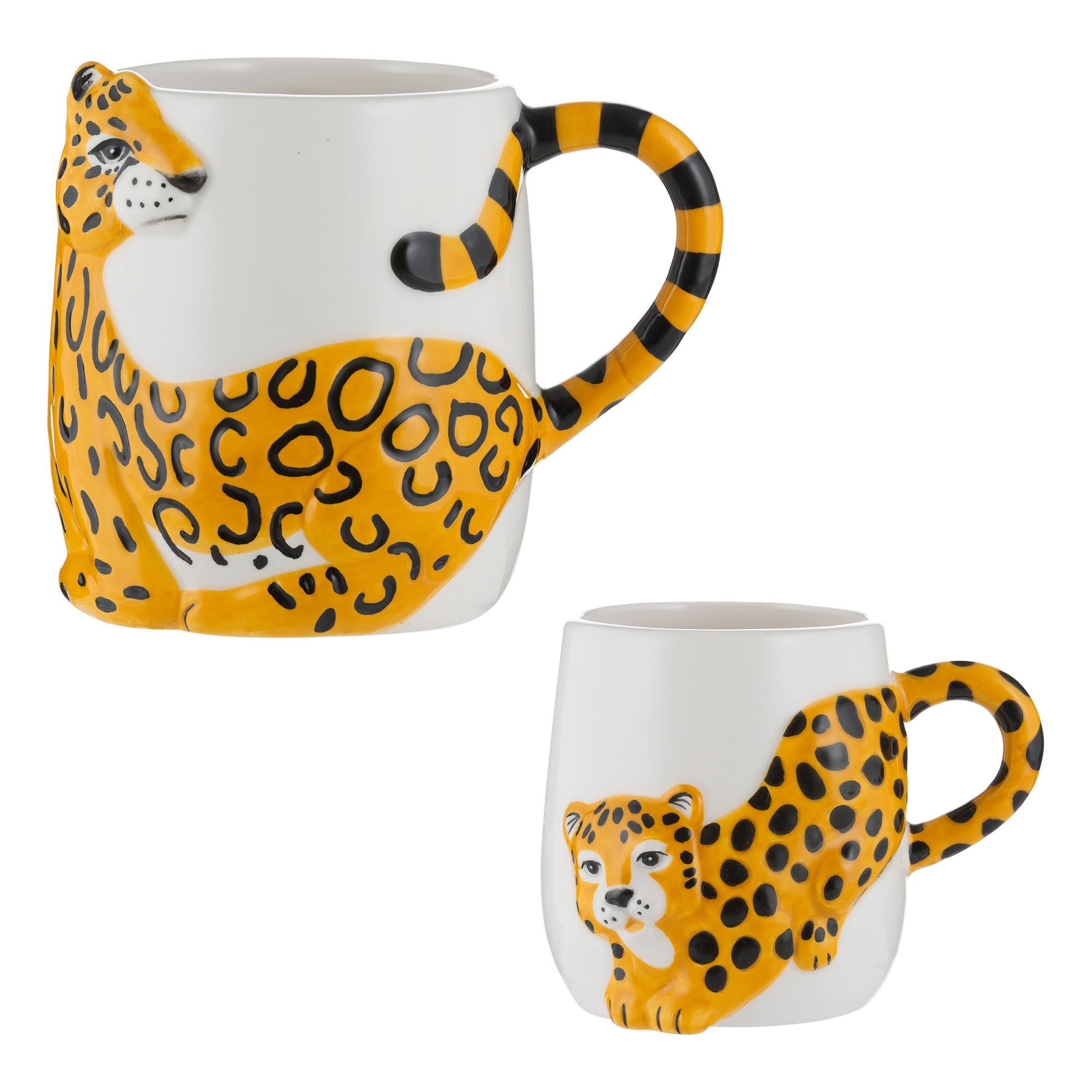 Set of 2 Small & Large Cheetah Tea Coffee Mug