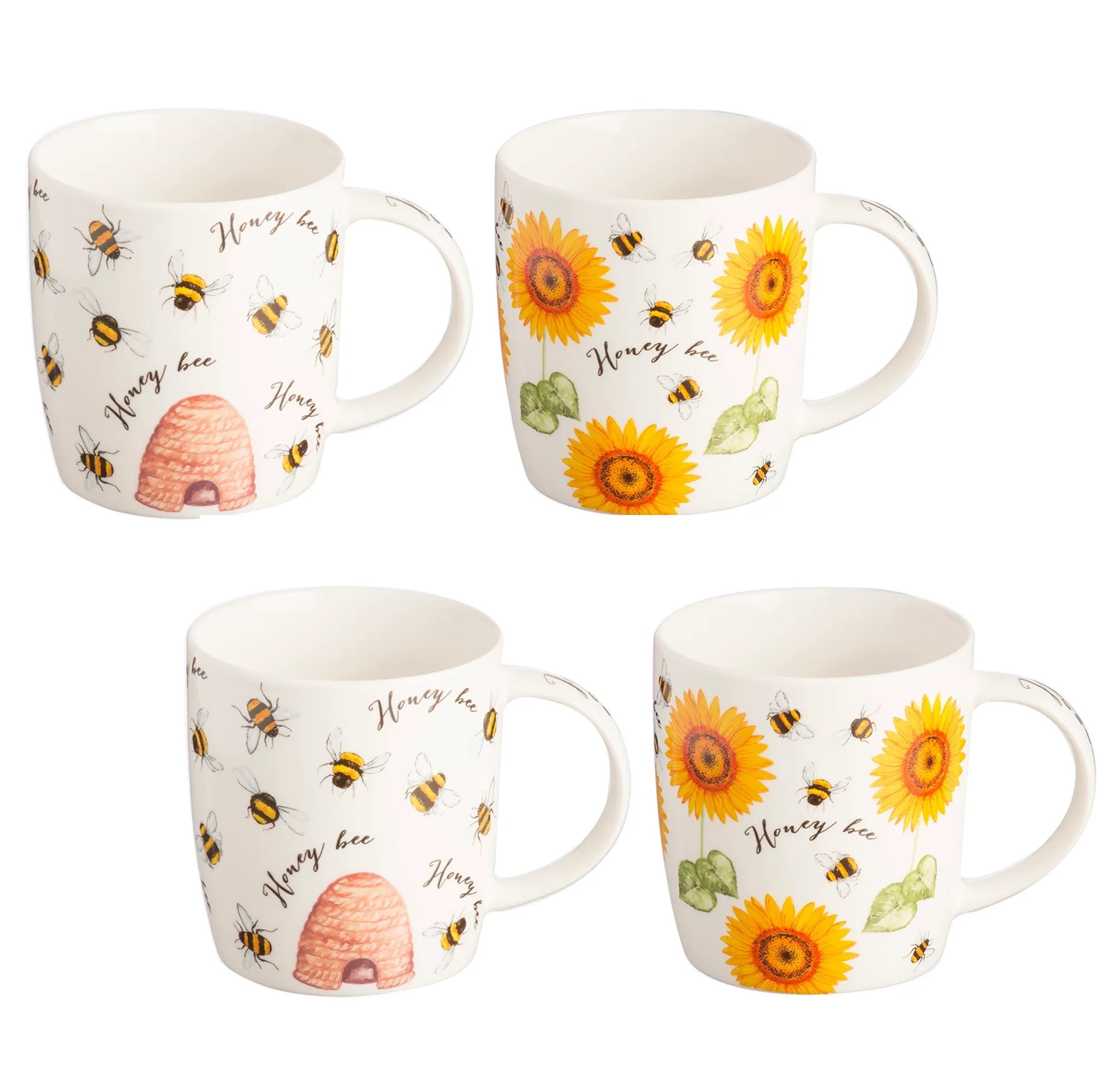 4Pcs 340ml Assorted Honey Bee Mugs