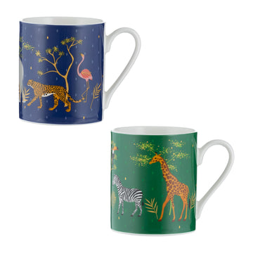 2Pcs Safari Design Mug Fine China Mugs
