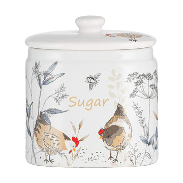 Fine Ceramic Country Hens Sugar Storage Jar