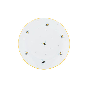 2Pcs 20.5cm Sweet Bee Summer Design White Porcelain Serving Plates