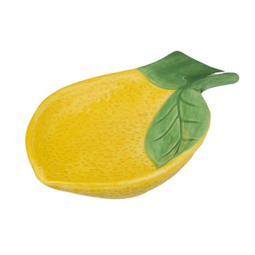 2-Set Amalfi Lemon Shape Ceramic Spoon Rest & Teabag Tidy