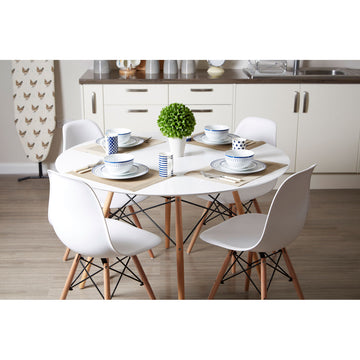 Eames Style Dining Set Beech Wood Round Table & 4 Chairs