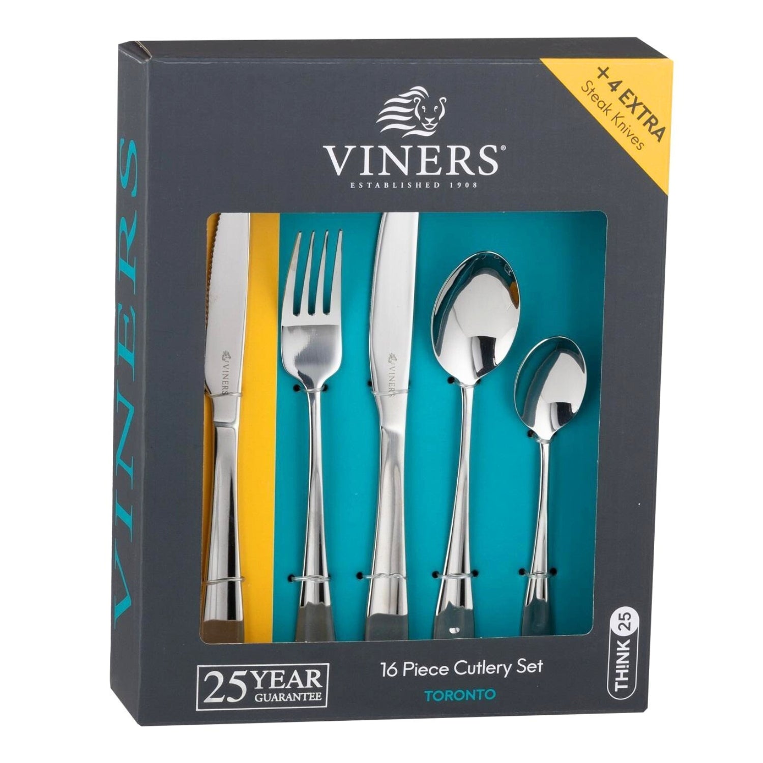 Set Of 16 Stainless Steel Cutlery Set With 4 Steak Cutter