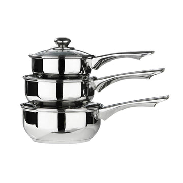 Set of 3 Stainless Steel Saucepans 16-20cm