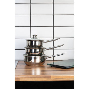 Set of 3 Stainless Steel Saucepans 16-20cm