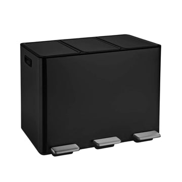 Lex 45L Matte Black 3 Compartment Recycle Bin