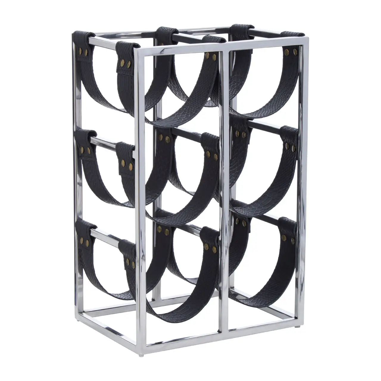 Mixology Six Bottle Sling Wine Rack in Silver Finish