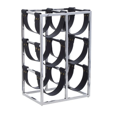 Mixology Six Bottle Sling Wine Rack in Silver Finish