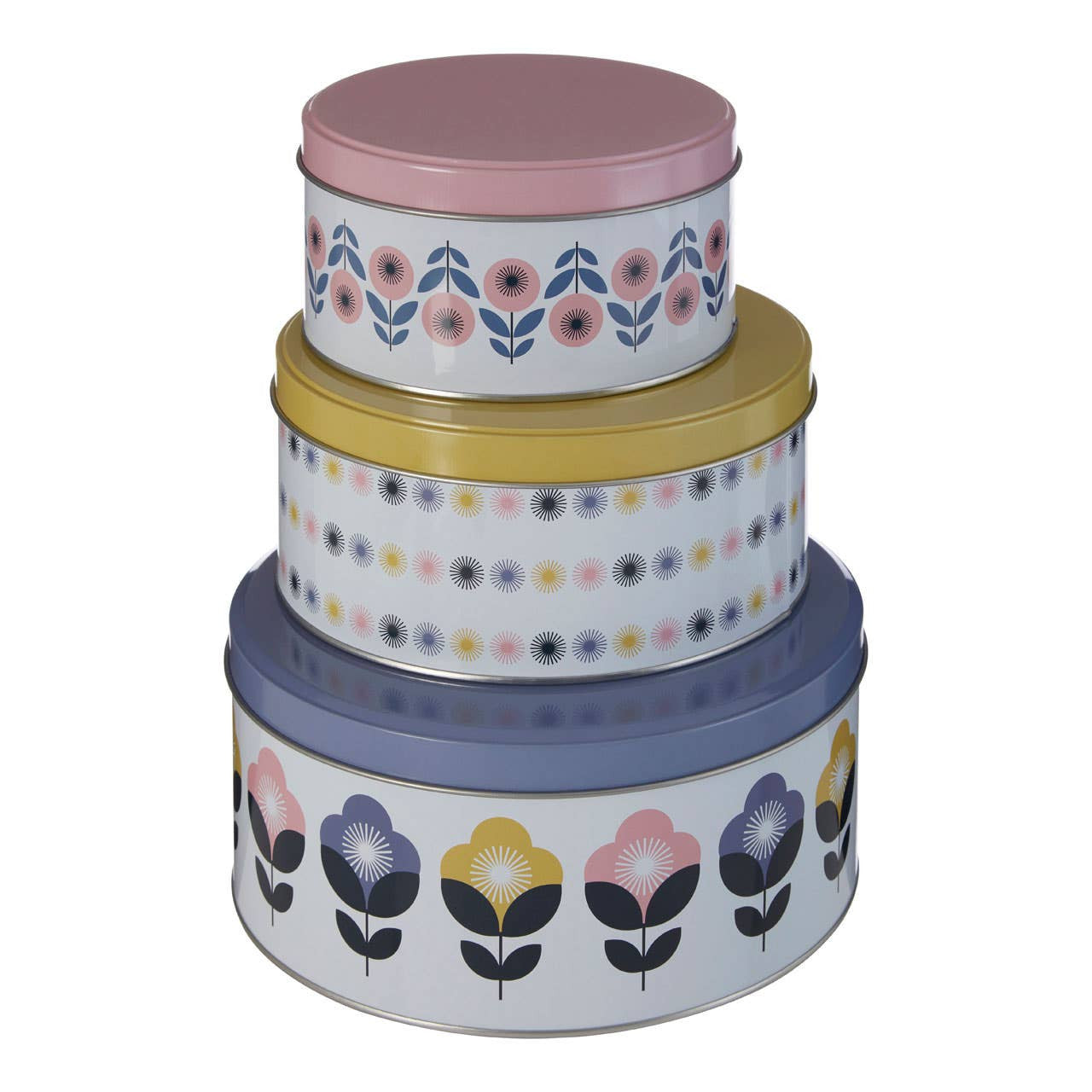 This set of three storage tins brings a charming touch to the kitchen with their playful, floral patterns to complement kitchen decor.