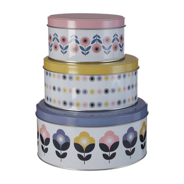 This set of three storage tins brings a charming touch to the kitchen with their playful, floral patterns to complement kitchen decor.