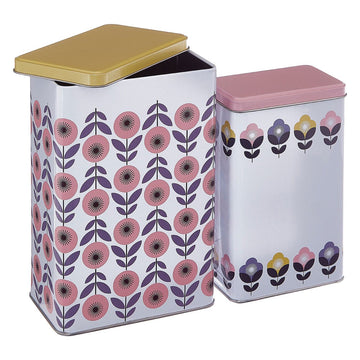 Set of 2 Joni Floral Storage Canisters