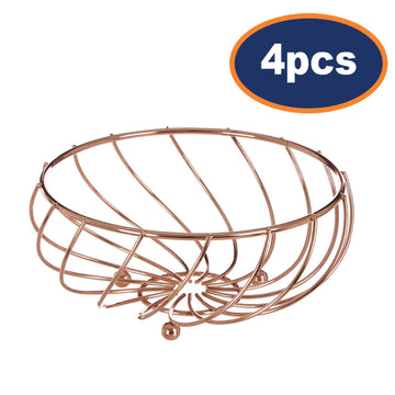 4pc Kuper Rose Gold Kitchen Metal Basket