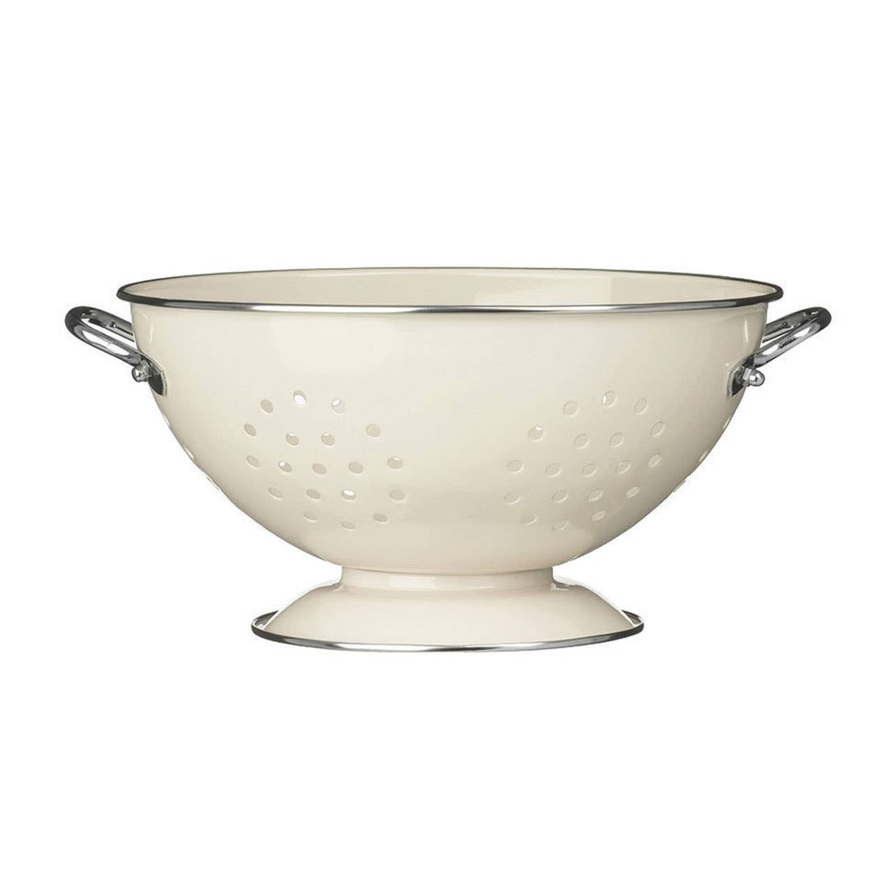 Cream Colander Enamel Finish Metal Retro Style