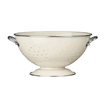 Cream Colander Enamel Finish Metal Retro Style