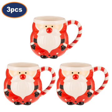 3Pc Father Christmas Ceramic Mug Set