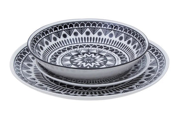 Maela 12 Piece Black & White Dinner Set
